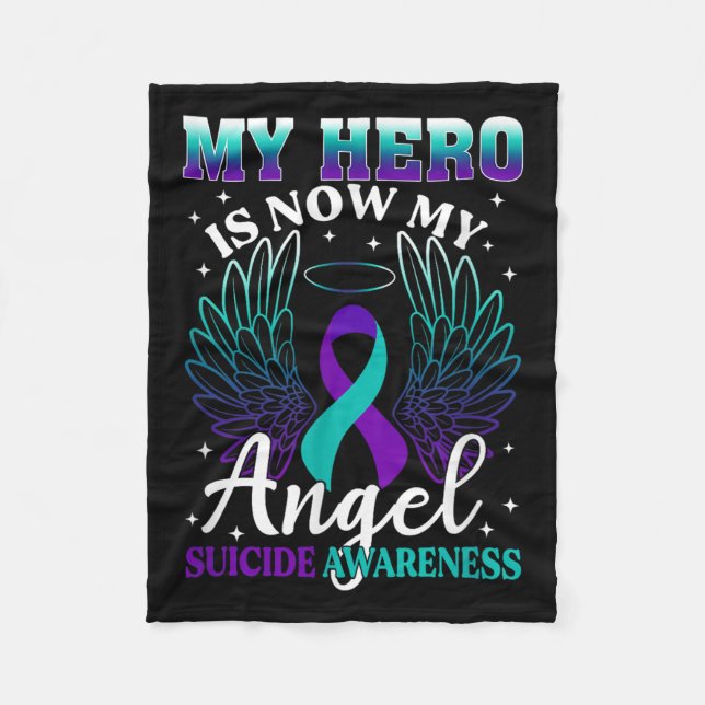 My Hero Is Now My Angel Suicide Purple Turquoise S Fleece Blanket (Front)