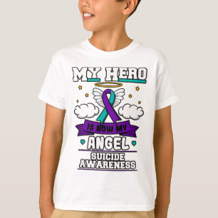 My Hero Is Now My Angel Suicide Purple Turquoise S T-Shirt