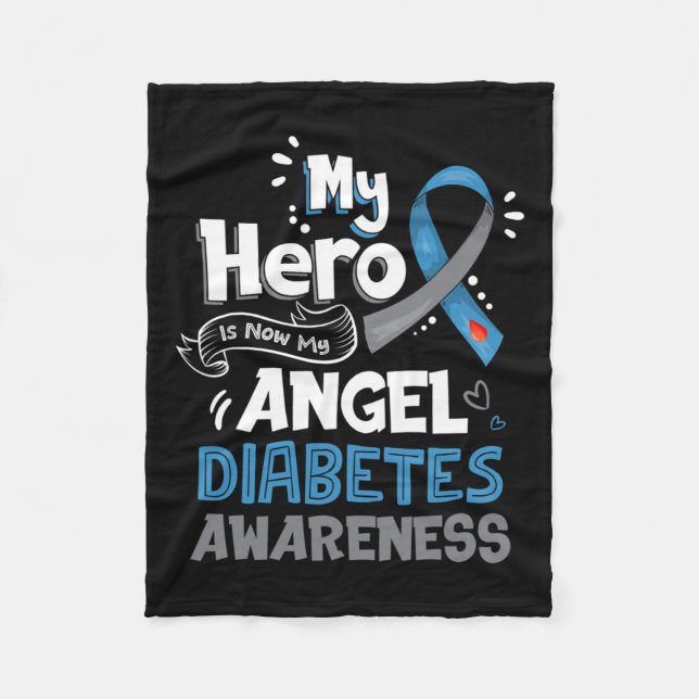 My Hero Is Now My Angel T1d Diabetes Awareness Gif Fleece Blanket (Front)