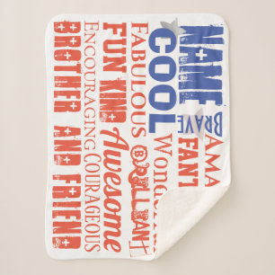 My Hero Qualities Typography USA Flag Sherpa Blanket