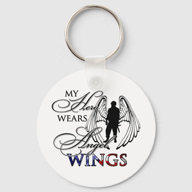 My Hero Wears Angel Wings Keychain (Front)