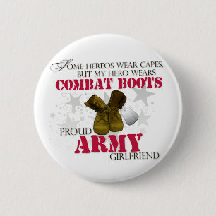 My Hero wears Combat Boots - Army Girlfriend 2 Inch Round Button