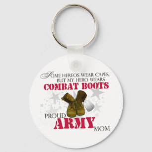 My Hero wears Combat Boots - Army Mom Keychain