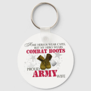 My Hero wears Combat Boots - Army Wife Keychain