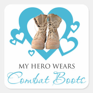 My Hero Wears Combat Boots Square Sticker