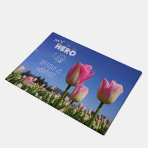 My Hero Wore a Cross Door Mat Christians gifts