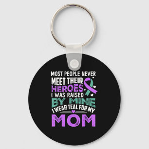 My Heroes I Wear Purple For My Mom Heimer Awarenes Keychain
