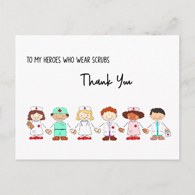 My Heroes Wear Scrubs Thank You Postcard (Front)