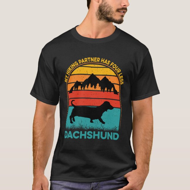 My Hiking Partner Has Four Legs Dachshund T-Shirt (Front)