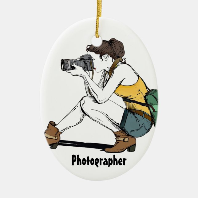 My Hobby is Photography Ceramic Ornament (Front)