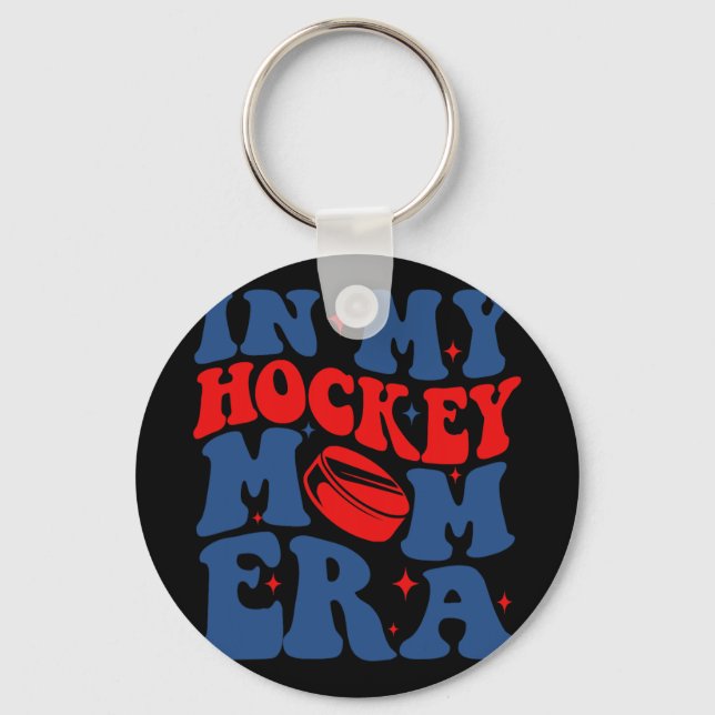 My Hockey Mom Era Groovy Ice Hockey Mom Mama Mothe Keychain (Front)