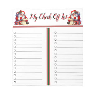My Holiday Check Off List  Notepad