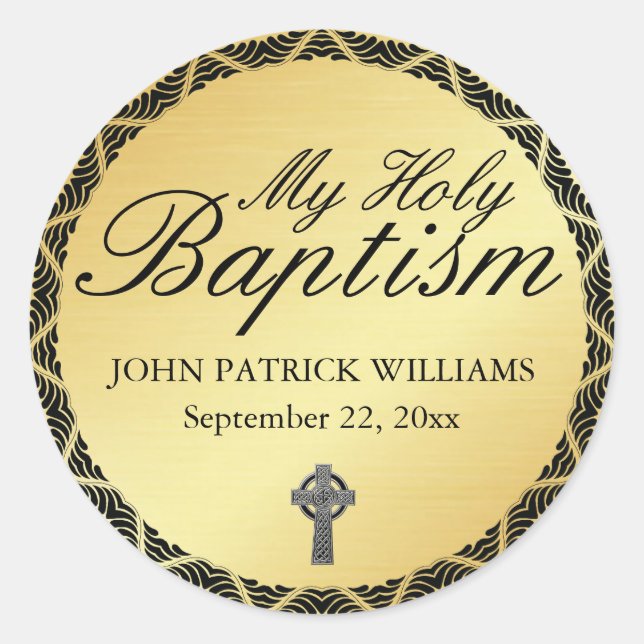 My Holy Baptism Gold Envelope Seal with Cross (Front)