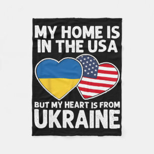 My Home Usa My Heart Ukraine Ukrainian American Pr Fleece Blanket