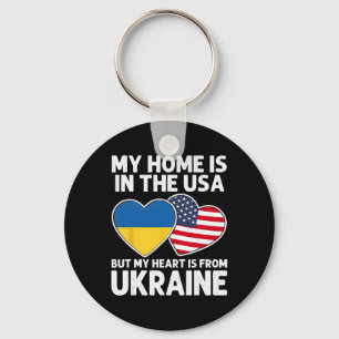 My Home Usa My Heart Ukraine Ukrainian American Pr Keychain