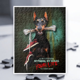My Home, Your Life: Doberman Dog w. Bone - Funny  Jigsaw Puzzle