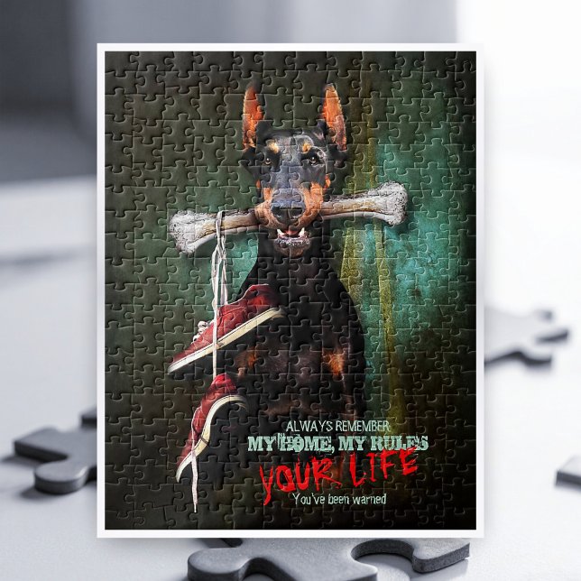 My Home, Your Life: Doberman Dog w. Bone - Funny  Jigsaw Puzzle (Creator Uploaded)