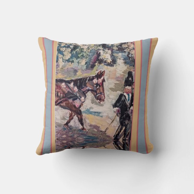 my horsey renoir style  Throw Pillow (Back)