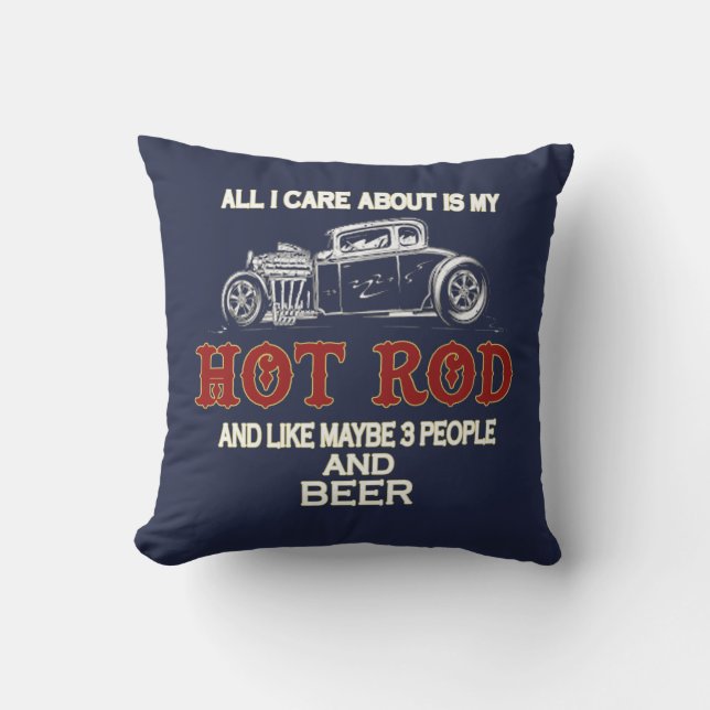 My Hot Rod Throw Pillow (Front)