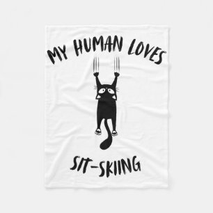 My Human Loves Sit-skiing - Cat Parent Hob Fleece Blanket