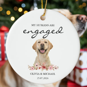 My Humans Are Engaged Personalized Dog Gift Ceramic Ornament