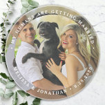 My Humans Are Getting Married Custom Dog Photo  Coaster<br><div class="desc">Celebrate your engagement and give unique dog wedding save the dates with these custom photo, and personalized 'My Humans Are Getting Married" wedding save the date coaster. This custom photo wedding coaster is perfect for engagement party favours, and an alternative to dog save the date cards. Customize with your favourite...</div>
