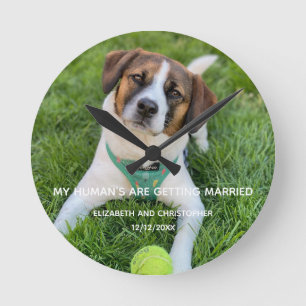 My Human's Are Getting Married Engagement Photo  R Round Clock
