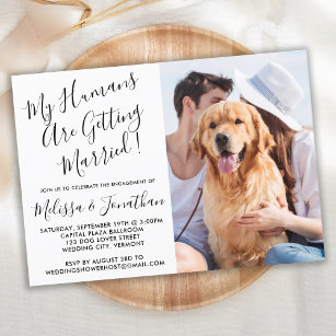My Humans Are Getting Married Pet Engagement Party Invitation Postcard