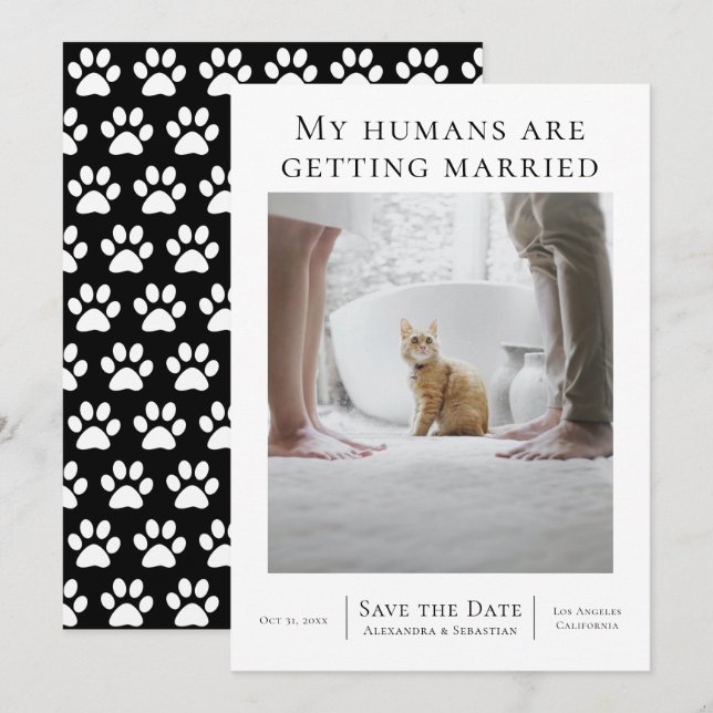 My Humans Are Getting Married Wedding Personalized Save The Date (Front/Back)
