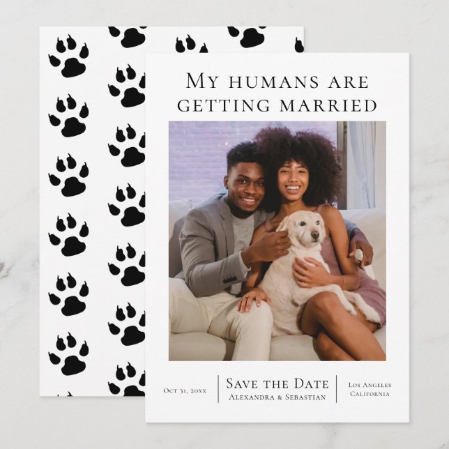 My Humans Are Getting Married Wedding Personalized Save The Date (Front/Back)