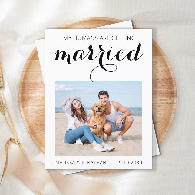 My Humans Getting Married Dog Photo Save The Date Announcement Postcard (Creator Uploaded)