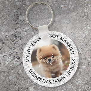 My Humans Got Married Pet Dog Photo Wedding Keychain