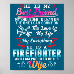 My husband firefighter i am proud his wife Artwork Poster