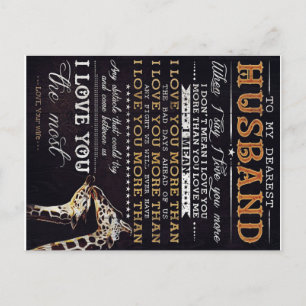My Husband Gift Letter For Him Funny Gift Announcement Postcard