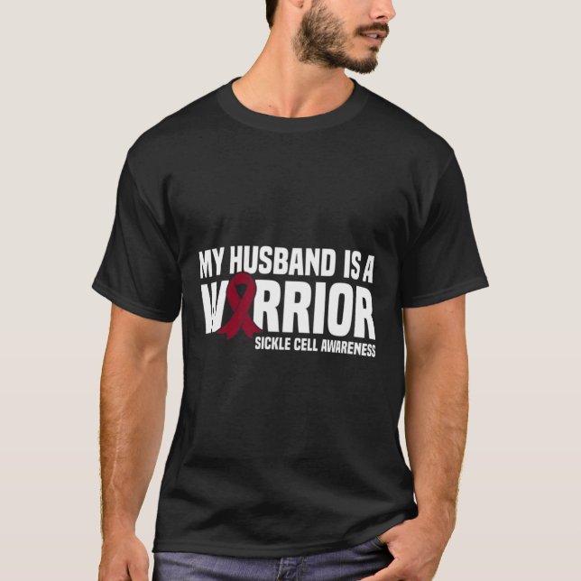 My Husband is a Warrior Sickle Cell Awareness  T-Shirt (Front)