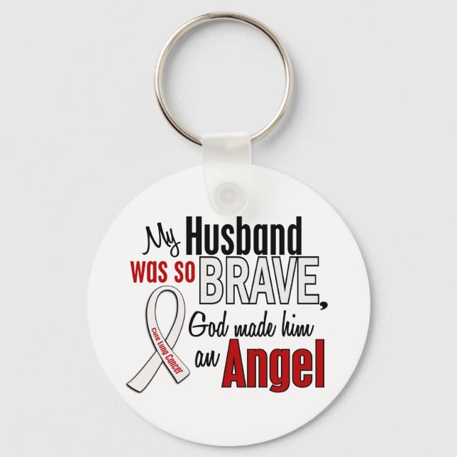 My Husband Is An Angel Lung Cancer Keychain (Front)