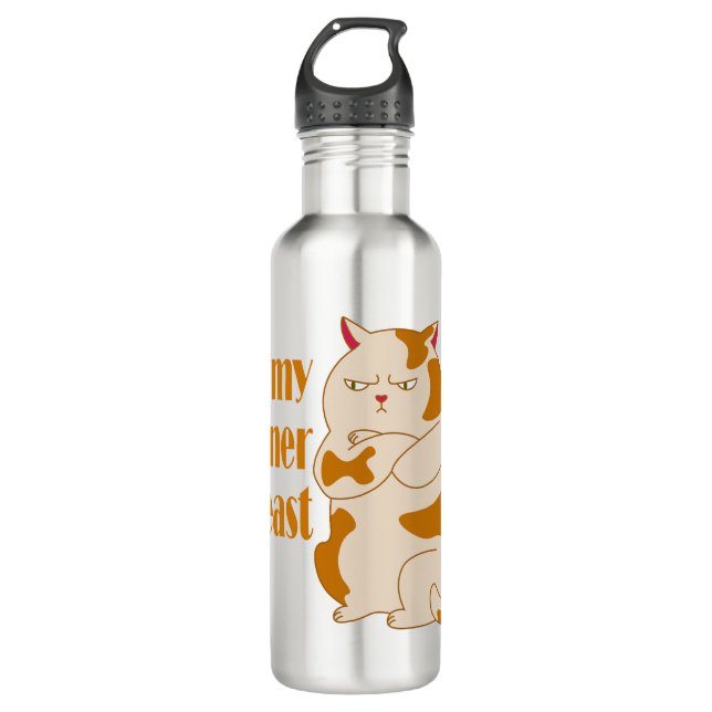 My inner beast lazy fat cat motivational quote 710 ml water bottle (Front)