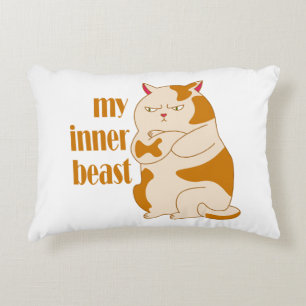 My inner beast lazy fat cat motivational quote accent pillow