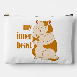 My inner beast lazy fat cat motivational quote accessory pouch