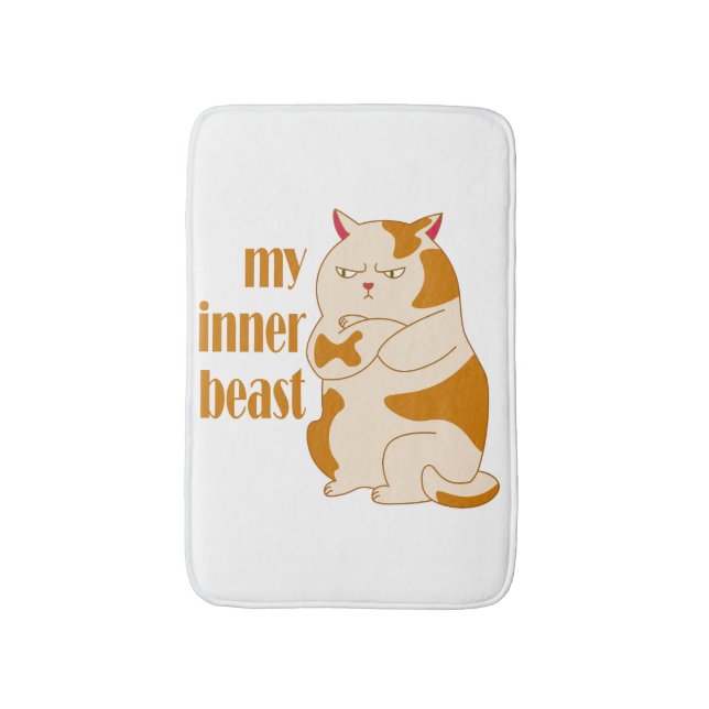 My inner beast lazy fat cat motivational quote bath mat (Front Vertical)