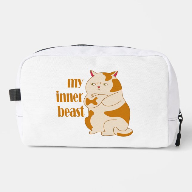 My inner beast lazy fat cat motivational quote dopp kit (Front)