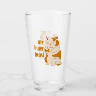 My inner beast lazy fat cat motivational quote glass