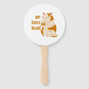 My inner beast lazy fat cat motivational quote hand fan