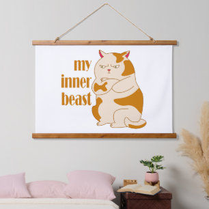 My inner beast lazy fat cat motivational quote hanging tapestry