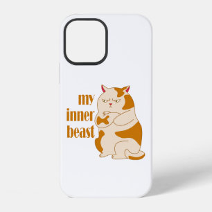 My inner beast lazy fat cat motivational quote iPhone 12 case