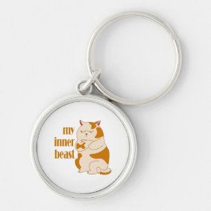My inner beast lazy fat cat motivational quote keychain