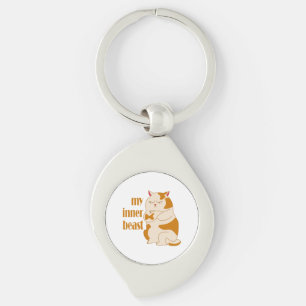 My inner beast lazy fat cat motivational quote keychain