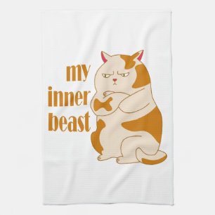 My inner beast lazy fat cat motivational quote kitchen towel