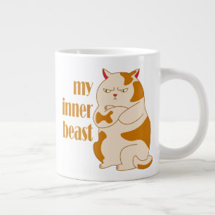 My inner beast lazy fat cat motivational quote large coffee mug