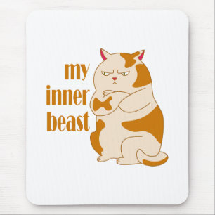 My inner beast lazy fat cat motivational quote mouse pad